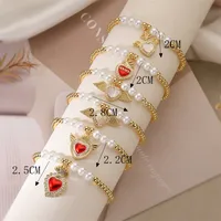 Copper Simple Style Shiny Plating Inlay Heart Shape Zircon Bracelets main image 5