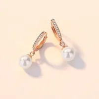 1 Pair 925 Sterling Silver Pearl Zircon Round Drop Earrings main image 5