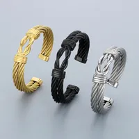 Hip-Hop Solid Color 304 Stainless Steel Men's Cuff Bracelets main image 1