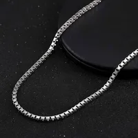925 Sterling Silver Plated Chain Box Chain Plating Geometric Necklace main image 4