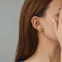 1 Pair Elegant Lady Streetwear Square Inlay 304 Stainless Steel Opal Gold Plated Ear Studs main image 1