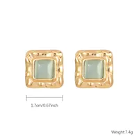 1 Pair Elegant Lady Streetwear Square Inlay 304 Stainless Steel Opal Gold Plated Ear Studs main image 4