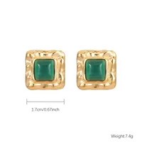 1 Pair Elegant Lady Streetwear Square Inlay 304 Stainless Steel Opal Gold Plated Ear Studs main image 3