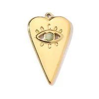 A Pack Of 3 24 * 22mm 201 Stainless Steel Natural Stone 18K Gold Plated Sector Square Polished Pendant main image 2