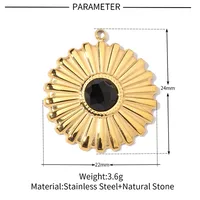 A Pack Of 3 24 * 22mm 201 Stainless Steel Natural Stone 18K Gold Plated Sector Square Polished Pendant main image 6