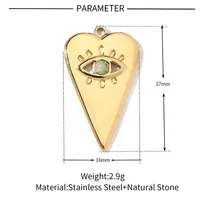 A Pack Of 3 24 * 22mm 201 Stainless Steel Natural Stone 18K Gold Plated Sector Square Polished Pendant sku image 11