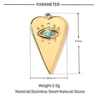A Pack Of 3 24 * 22mm 201 Stainless Steel Natural Stone 18K Gold Plated Sector Square Polished Pendant sku image 12