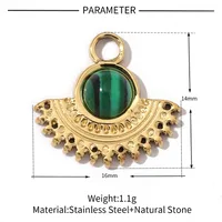 A Pack Of 3 24 * 22mm 201 Stainless Steel Natural Stone 18K Gold Plated Sector Square Polished Pendant sku image 5