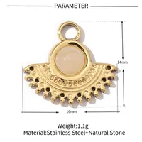 A Pack Of 3 24 * 22mm 201 Stainless Steel Natural Stone 18K Gold Plated Sector Square Polished Pendant sku image 7