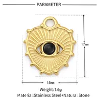 A Pack Of 3 24 * 22mm 201 Stainless Steel Natural Stone 18K Gold Plated Sector Square Polished Pendant sku image 3
