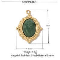 A Pack Of 3 24 * 22mm 201 Stainless Steel Natural Stone 18K Gold Plated Sector Square Polished Pendant sku image 14