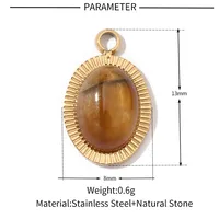 A Pack Of 3 24 * 22mm 201 Stainless Steel Natural Stone 18K Gold Plated Sector Square Polished Pendant sku image 13