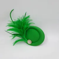 Unisex Basic Solid Color Feather Eaveless Fedora Hat main image 5