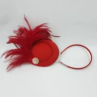 Unisex Basic Solid Color Feather Eaveless Fedora Hat main image 1