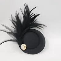 Unisex Basic Solid Color Feather Eaveless Fedora Hat main image 4