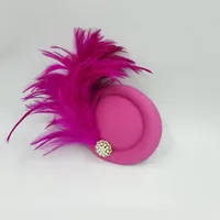 Unisex Basic Solid Color Feather Eaveless Fedora Hat main image 3