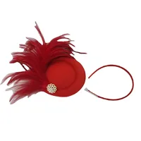 Unisex Basic Solid Color Feather Eaveless Fedora Hat main image 2