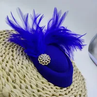 Unisex Basic Solid Color Feather Eaveless Fedora Hat sku image 11