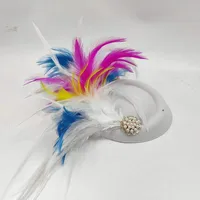 Unisex Basic Solid Color Feather Eaveless Fedora Hat sku image 5