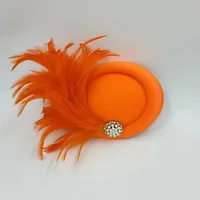 Unisex Basic Solid Color Feather Eaveless Fedora Hat sku image 12