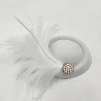 Unisex Basic Solid Color Feather Eaveless Fedora Hat sku image 7