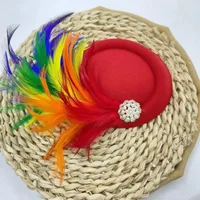 Unisex Basic Solid Color Feather Eaveless Fedora Hat sku image 8