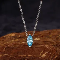 925 Sterling Silver Zircon Inlay Rhombus Pendant Necklace main image 2