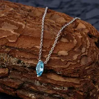 925 Sterling Silver Zircon Inlay Rhombus Pendant Necklace main image 3