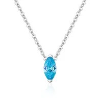925 Sterling Silver Zircon Inlay Rhombus Pendant Necklace main image 4