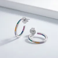 1 Pair 925 Sterling Silver Zircon Color Block Earrings main image 2