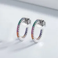 1 Pair 925 Sterling Silver Zircon Color Block Earrings sku image 1