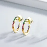 1 Pair 925 Sterling Silver Zircon Color Block Earrings sku image 2