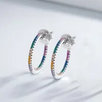 1 Pair 925 Sterling Silver Zircon Color Block Earrings sku image 3