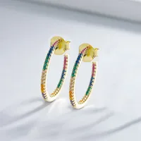 1 Pair 925 Sterling Silver Zircon Color Block Earrings sku image 6