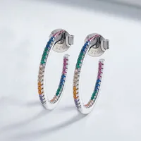 1 Pair 925 Sterling Silver Zircon Color Block Earrings sku image 5