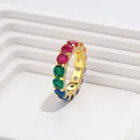 925 Sterling Silver Zircon Color Block Rings main image 2