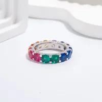 925 Sterling Silver Zircon Color Block Rings main image 3