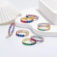 925 Sterling Silver Zircon Color Block Rings main image 1
