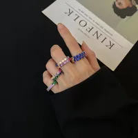 925 Sterling Silver Zircon Color Block Rings main image 3
