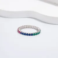 925 Sterling Silver Zircon Color Block Rings sku image 6