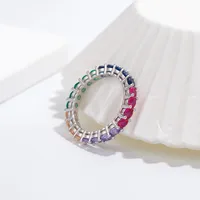 925 Sterling Silver Zircon Color Block Rings sku image 9