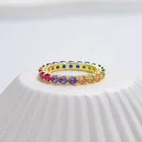 925 Sterling Silver Zircon Color Block Rings sku image 8