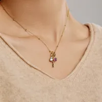 Sterling Silver Simple Style Classic Style Inlay Letter Zircon Pendant Necklace main image 2