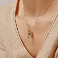 Sterling Silver Simple Style Classic Style Inlay Letter Zircon Pendant Necklace main image 4