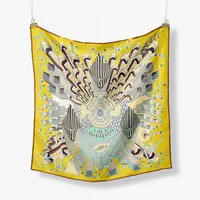Women's Lady Classic Style Printing Twill Silk Scarf Scarf sku image 1