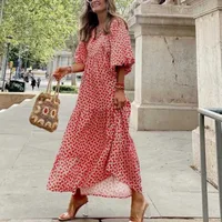 Women's Regular Dress Hawaiian V Neck Long Sleeve Argyle Midi Dress Holiday Beach Lawn main image 10