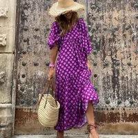 Women's Regular Dress Hawaiian V Neck Long Sleeve Argyle Midi Dress Holiday Beach Lawn main image 7
