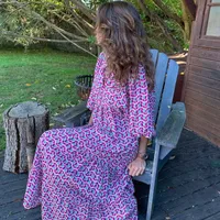 Women's Regular Dress Hawaiian V Neck Long Sleeve Argyle Midi Dress Holiday Beach Lawn main image 5