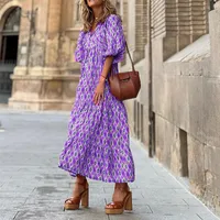 Women's Regular Dress Hawaiian V Neck Long Sleeve Argyle Midi Dress Holiday Beach Lawn main image 1