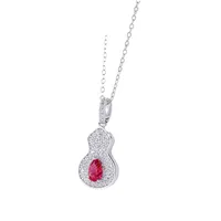 925 Sterling Silver 925 Sterling Silver Lab-grown Gemstone Diamond Gourd Pendant Necklace sku image 3